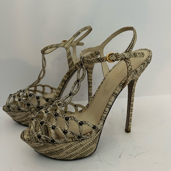 Sergio Rossi embossed snake platform sandal - Picture 2 of 5